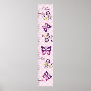 Tillväxtdiagram för personlig Lila Butterflies Poster