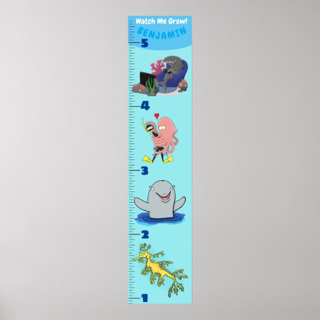 Tillväxtdiagram för tecknad av kutym fisk till hav poster (Framsidan)