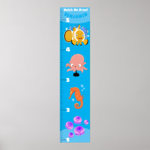 Tillväxtdiagram för tecknad av kutym fisk till hav poster