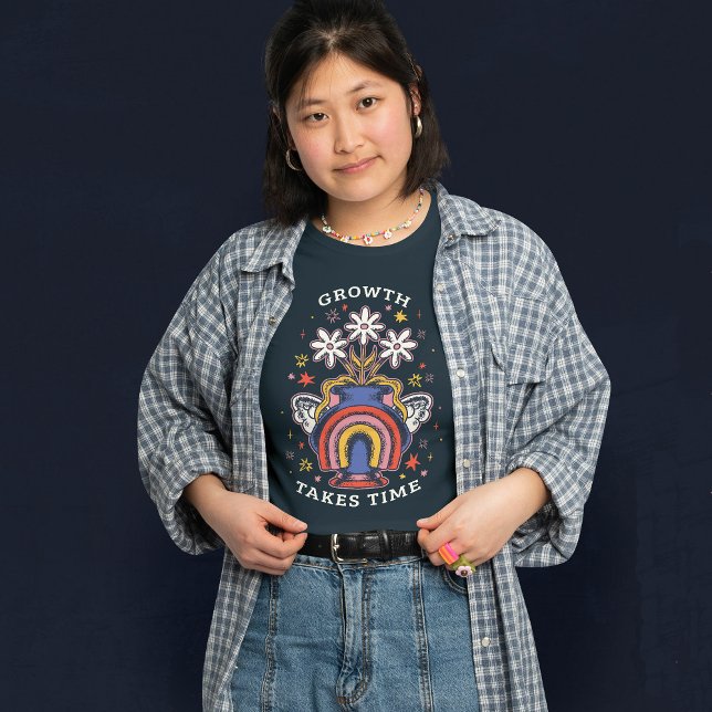 TILLVÄXTEN TAR TIDSFÄRGKOLORFULLFLÖDET VAS T SHIRT (Skapare uppladdad)