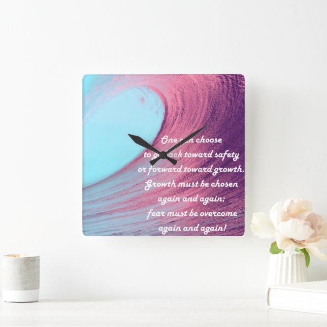 Tillväxtens Mindset-citat Fyrkantig Klocka (Hem)