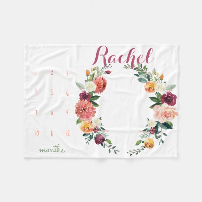 Tillväxtspårare - Blomblommor från milstolpe Fleecefilt (Framsidan (Horisontell))