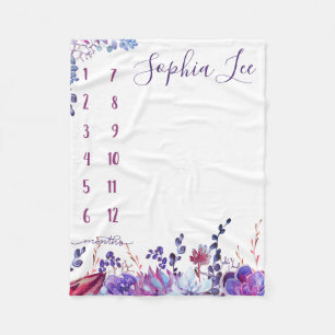 Tillväxtspårare - milstolpe - blommigtar med vatte fleecefilt