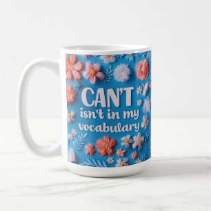 Tillväxttänkande för inspirationsblå blommigt kaffemugg