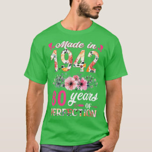 Tillverkad 1942 Blommigt 80 år gammal 80:e födelse T Shirt