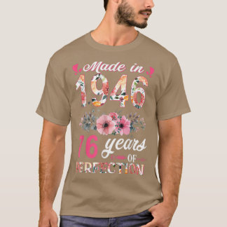 Tillverkad 1946 Blommigt 76 år gammal 76:e födelse T Shirt