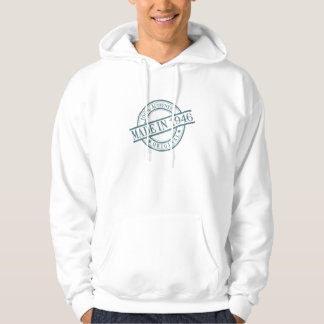 Tillverkad 1946 Födelseår Grönt Rund gummi Frimärk Sweatshirt Med Luva