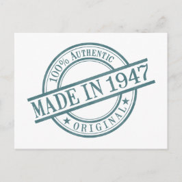 Tillverkad 1947 Födelseår Rund gummistämpel logo Vykort