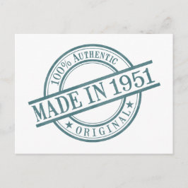 Tillverkad 1951 Födelseår Rund Gummistämpel Logo Vykort