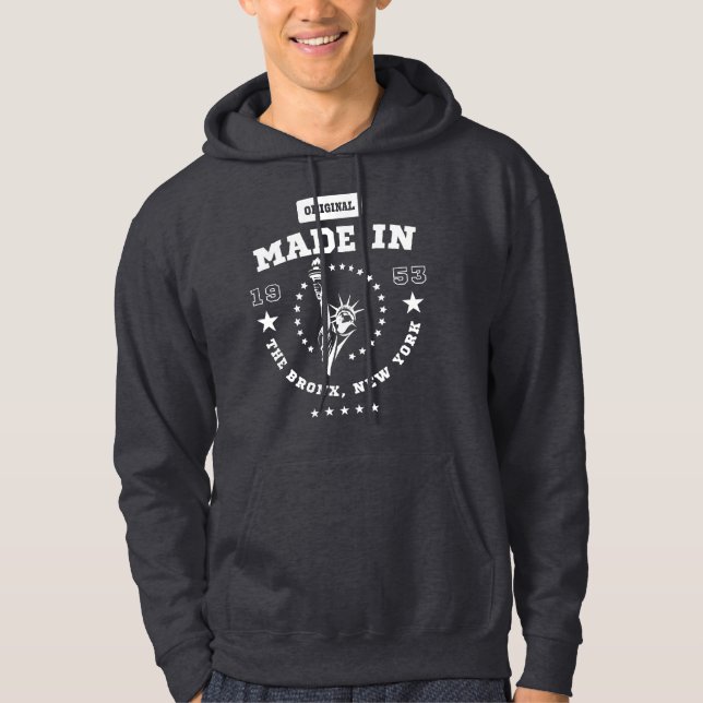 Tillverkad 1953 Bronx New York Födelseår Hoodie (Framsida)