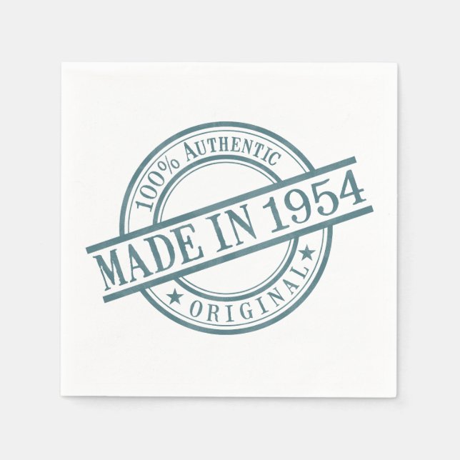 Tillverkad 1954 Birth Year Round Rubber Frimärke L Pappersservett (Framsidan)