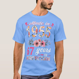 Tillverkad 1955 Blommigt 67 år gammal 67:e födelse T Shirt