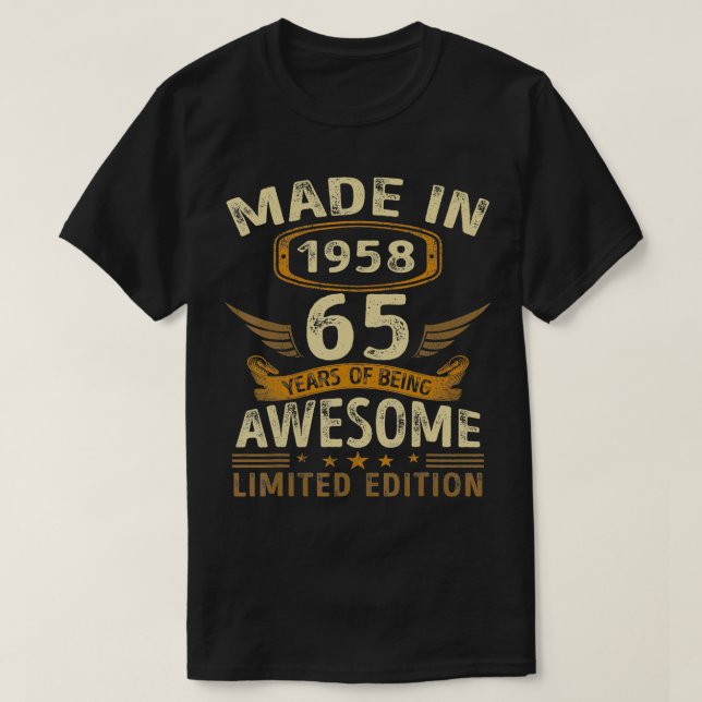 Tillverkad 1958 65 år av Fantastisk design för T Shirt (Design framsida)