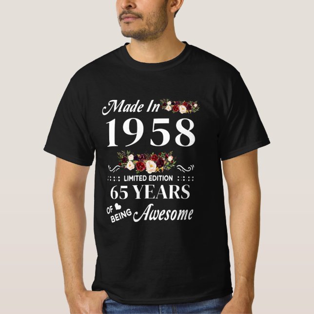 Tillverkad 1958 Begränsad utgåva 65 år T Shirt (Framsida)