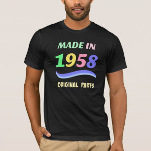 Tillverkad 1958, färgstark textdesign tee shirt