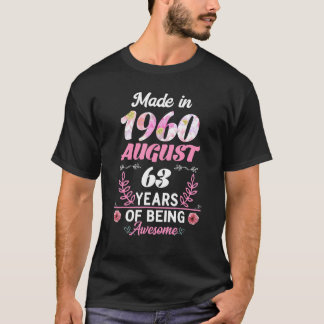 Tillverkad 1960 Blommigt augusti 63 år av Aweso T Shirt