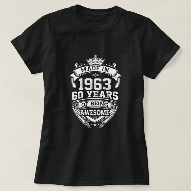 Tillverkad 1963 60 år av Fantastisk T Shirt (Design framsida)