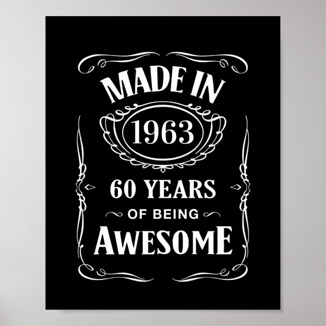 Tillverkad 1963 60 år som fantastisk 2023-dag poster (Framsidan)
