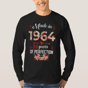 Tillverkad 1964 Blommigt 58 år gammal 58:e födelse T Shirt