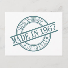Tillverkad 1967 Födelseår Rund gummistämpellogo Vykort