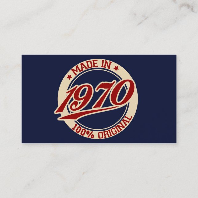Tillverkad 1970 visitkort (Framsida)