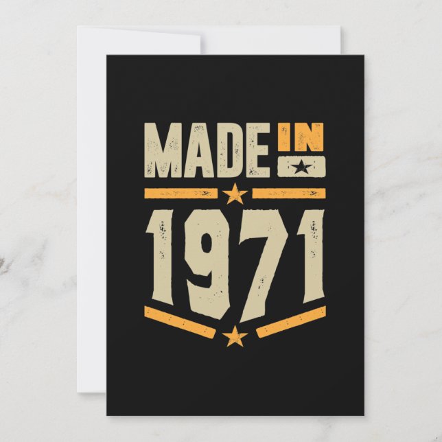 Tillverkad 1971 Födelsedagspresent Inbjudningar (Framsida)