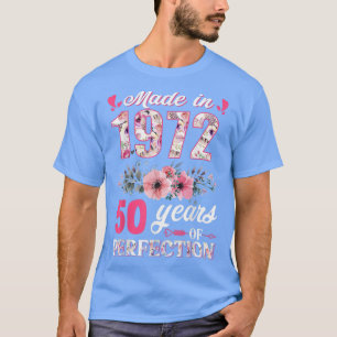 Tillverkad 1972 Blommigt 50 år gammal 50-dagars gå T Shirt