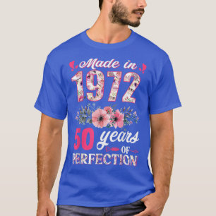 Tillverkad 1972 Blommigt 50 år gammal 50-dagars gå T Shirt