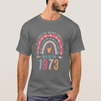 Tillverkad 1973 49 år gammal regnbåge 49 dagar lån t shirt