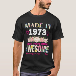 Tillverkad 1973 50 år av Fantastisk 50 Blommigtar T Shirt