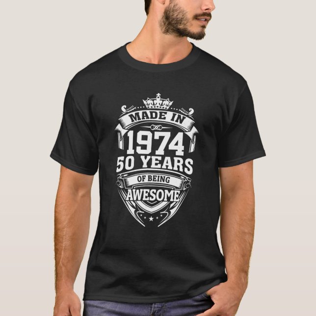 Tillverkad 1974 50 år av 50 år av Fantastisk T Shirt (Framsida)