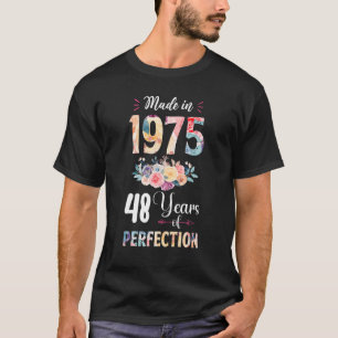 Tillverkad 1975 Blommigt 48 år gammal 48:e födelse T Shirt