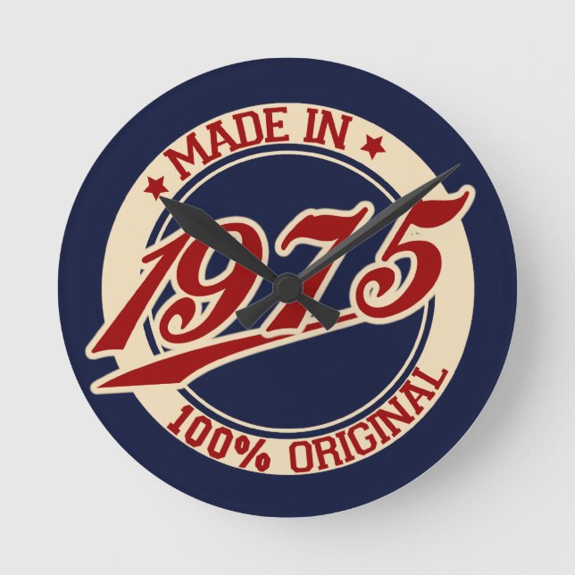 Tillverkad 1975 rund klocka (Framsida)