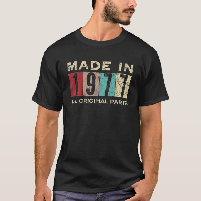 Tillverkad 1977 45 år gammal 45:e dagen Retro all  T Shirt (Framsida)