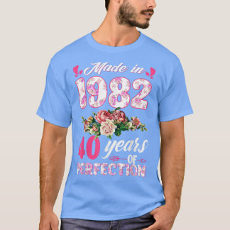 Tillverkad 1982 Blommigt 40 år gammal 40-dagars gå T Shirt