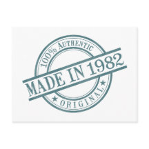 Tillverkad 1982 Födelseår Rund gummistämpel logo