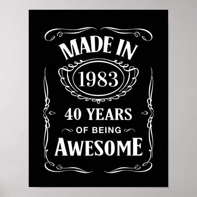 Tillverkad 1983 40 år som fantastisk 2023-dag poster (Framsidan)