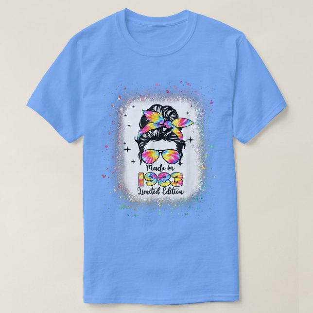 Tillverkad 1983 Birthday Bleached Tie Dye  Bun Wo T Shirt (Design framsida)