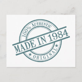 Tillverkad 1984 Födelseår Rund Gummistämpel Logo Vykort