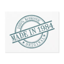 Tillverkad 1984 Födelseår Rund gummistämpel logo