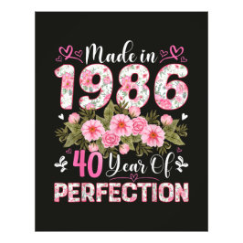 Tillverkad 1986 40 år av perfektion Blommig Fototryck
