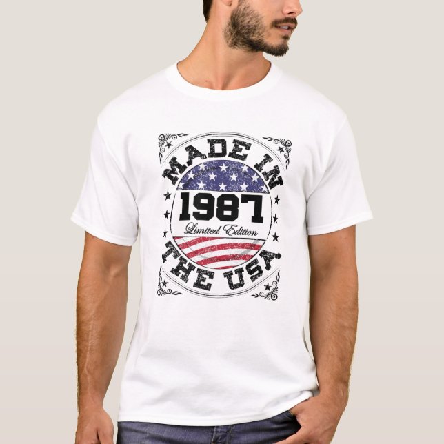 Tillverkad 1987 35 år 35e födelsedag 35 år USA F T Shirt (Framsida)