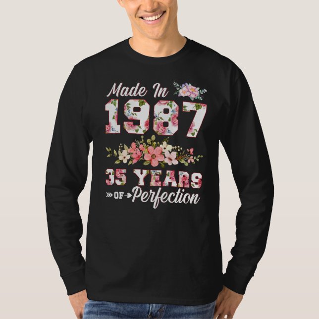 Tillverkad 1987 35 år av perfekt 35e B dag Flo T Shirt (Framsida)