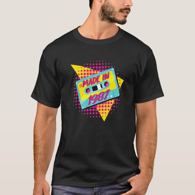 Tillverkad 1987 35e födelsedag 80-talet 90-tal 199 t shirt (Framsida)