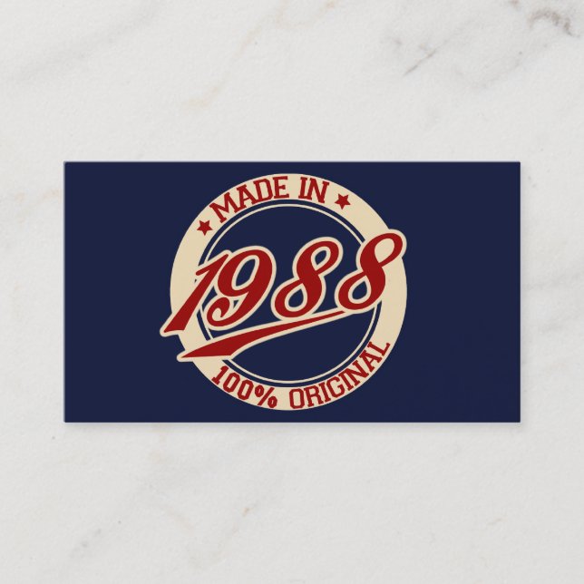 Tillverkad 1988 visitkort (Framsida)