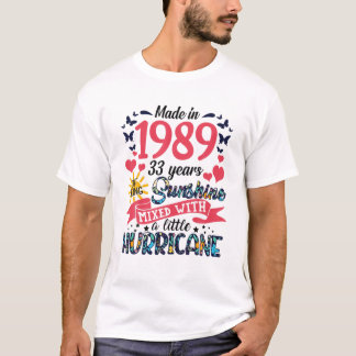 Tillverkad 1989 33 år av solsken 33 år gammal t shirt