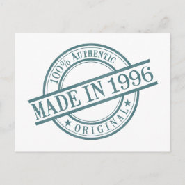 Tillverkad 1996 Födelseår Rund Gummistämpel Logo Vykort