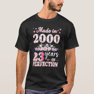 Tillverkad 2000 Blommigt 23 år gammal 23:e födelse T Shirt