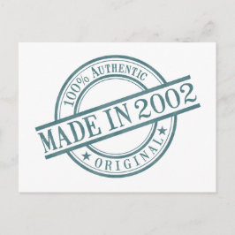 Tillverkad 2002 Födelseår Rund Gummistämpel Logo Vykort