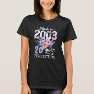 Tillverkad 2003 Blommigt 20 år gammal 20:e födelse T Shirt